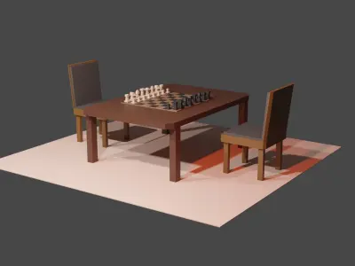 Low poly chess table  Free low-poly 3D model