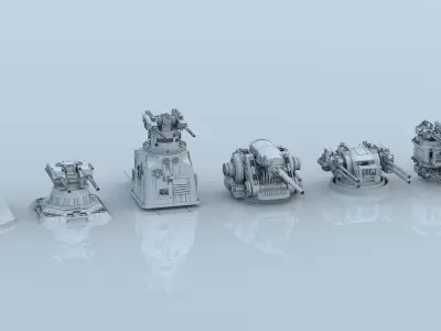 sci fi laser battery guns 3D model