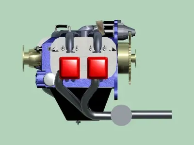 Boxer Flat-Four engine 3D model