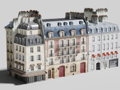 Paris quarter 1 Low-poly 3D model