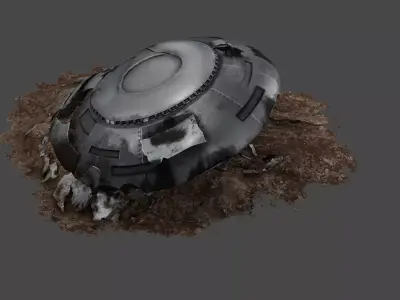 Crashed UFO Low-poly 3D model