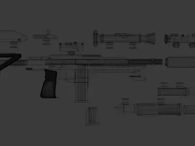 Borderlands style modular assault rifle 3D model