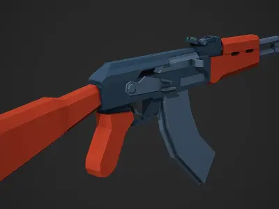 Stylized AK-47 Low Poly Mobile Ready Low-poly 3D model