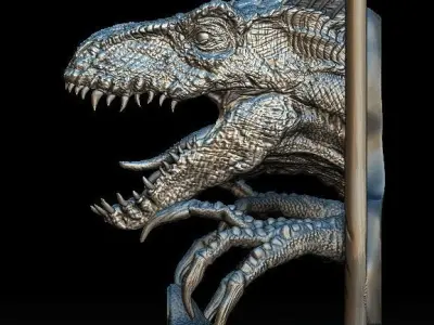 Indoraptor Jurassic world head bust statue 3D model