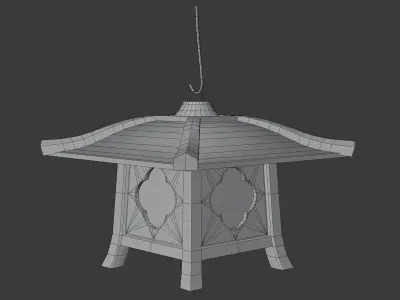 Japanese Golden Lamp Low-poly 3D model
