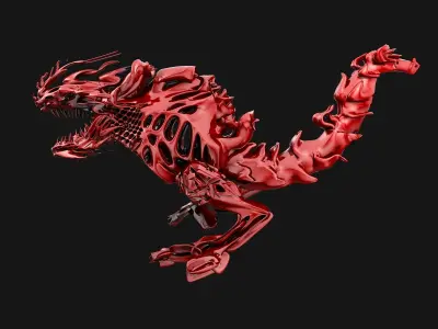 abstract robotic futuristic dinosaur 3D model