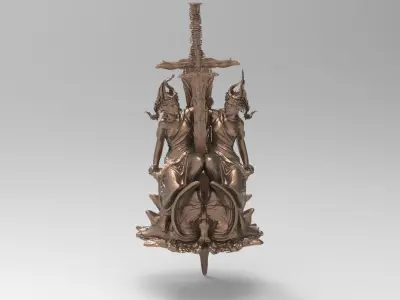 Lady of the lake book statue 3 3D model