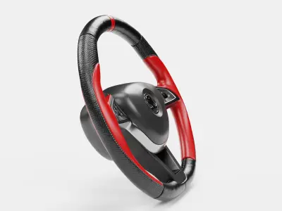Red Cover Steering Wheel 3D model