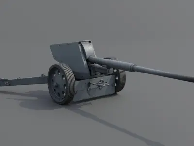 88 mm Pak 43 Anti-Tank Gun Low-poly 3D model