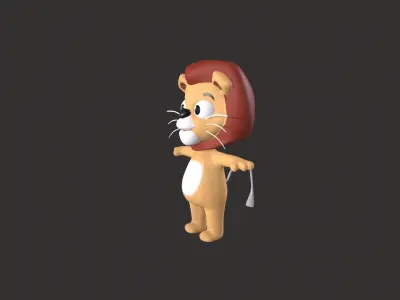 Cartoon 007 Character Lion Cute Low-poly 3D model