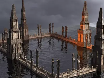 Huge Drake Fort Tower Walls 3D model