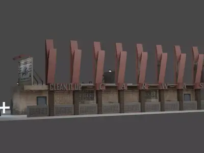 THE CAR AND THE BUILDING Free low-poly 3D model