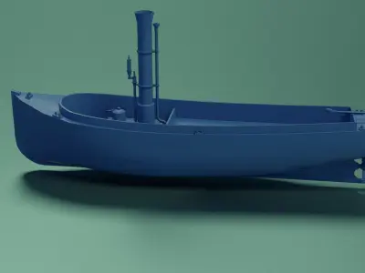 Steam Lifeboat Low-poly 3D model