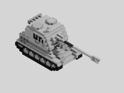 AMX AuF1 Tank Voxel UN Version Low-poly 3D model