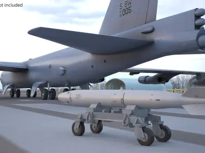 Nuclear Aircraft Bomb with Transport Trolley 3D model purchase