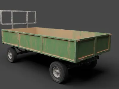Dusty Agricultural Trailer Low-poly 3D model