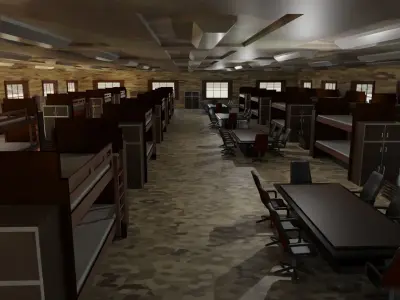 Military Dormitory Low-poly 3D model