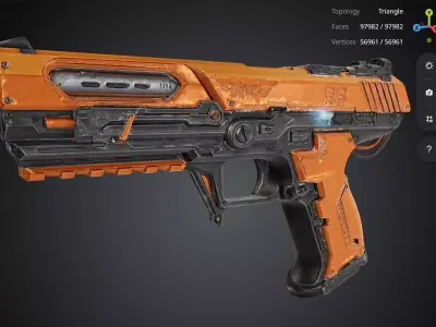 Orange Pistol 3D model 2