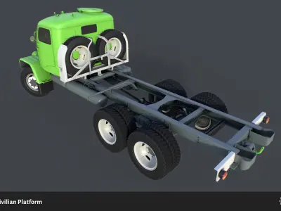 PV3S Truck Civilian Platform Free low-poly 3D model