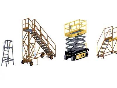 Aircraft Maintenance Ladders Collection Low-poly 3D model