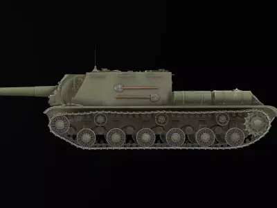 ISU-152 Soviet anti-tank self-propelled artillery system Low-poly 3D model