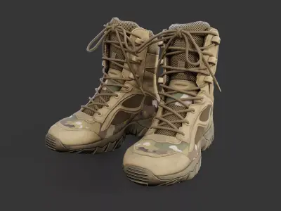 Tactical Boots Low-poly 3D model 2