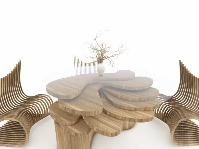 parametric table and 4 chairs Free 3D model