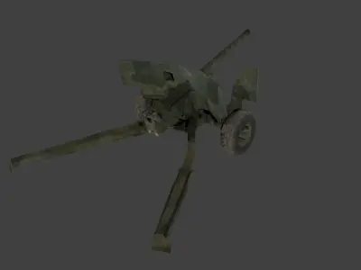 Ordnance QF 6 pounder 57mm M1 anti-tank gun Low-poly 3D model