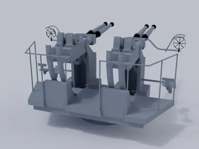 40mm Quad Anti-Aircraft Gun 3D model