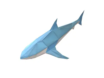 Low Poly Shark v1 007 Low-poly 3D model