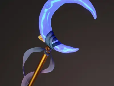 Magic staff Low-poly 3D model
