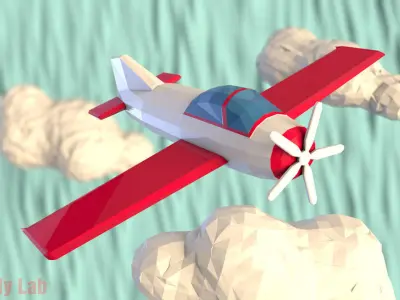 Cartoon  Plane AirCraft Low-poly 3D model