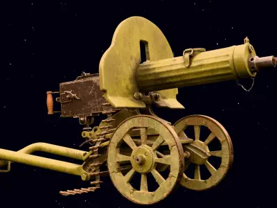 Maxim Machine Gun 1910 PBR 3D model