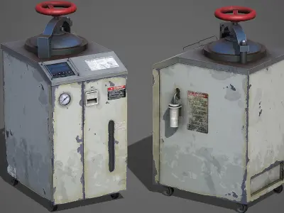Old Laboratory Sterilizer 02 - PBR Game Ready Low-poly 3D model