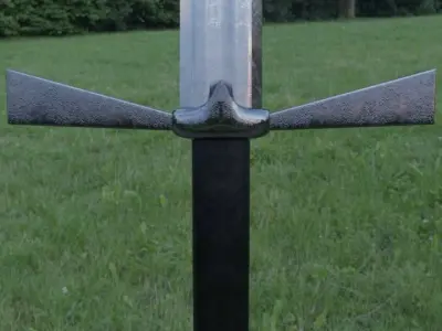 stylized steel sword of a medieval knight Low-poly 3D model