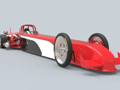 Twin-engined jet dragster 3D model