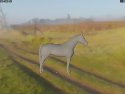 horse lowpoly in field 3D model