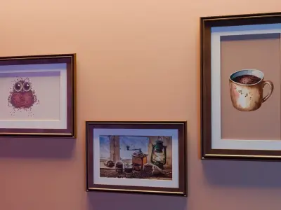 Cafe Wall Pictures Free 3D model