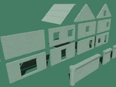 Old village kitbash 3D model