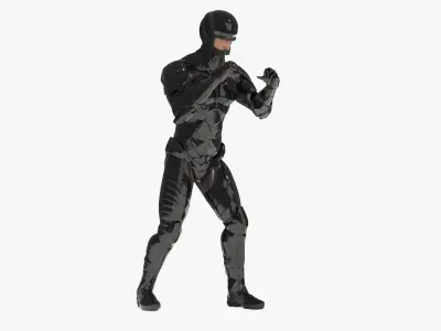 Space Soldier in Black Armor Rigged for Maya 3D model