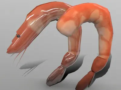 Shrimp three Low-poly 3D model