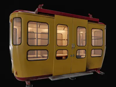 Vintage Cable Car Low-poly 3D model