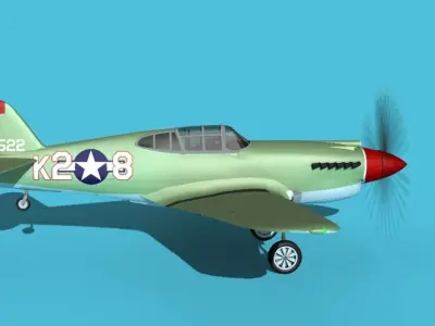 Curtiss P-40B Warhawk V08 USAAF 3D model
