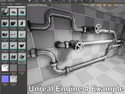 Modular Pipe Set Low-poly 3D model
