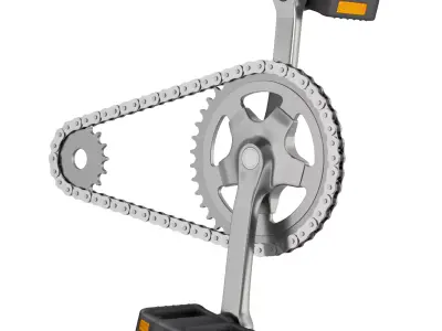 Bike roller chain transmission animation 3D model