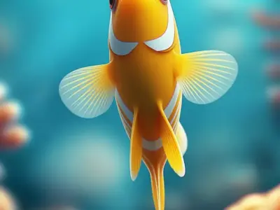 Vibrant Clownfish Orange White Striped Fish Swimming Coral Low-poly 3D model