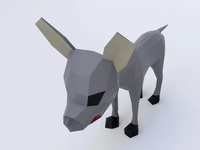 Street dog toon 3d model  Low-poly 3D model