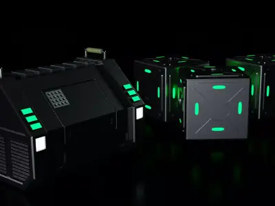 Scifi containers 3D model