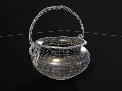 Medieval Iron Cauldron Low-poly 3D model