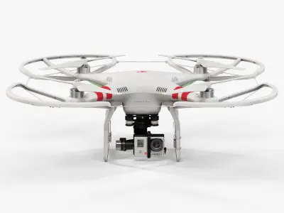 DJI Phantom 2 Quadcopter with Prop Guard and GoPro HERO3 Low-poly 3D model